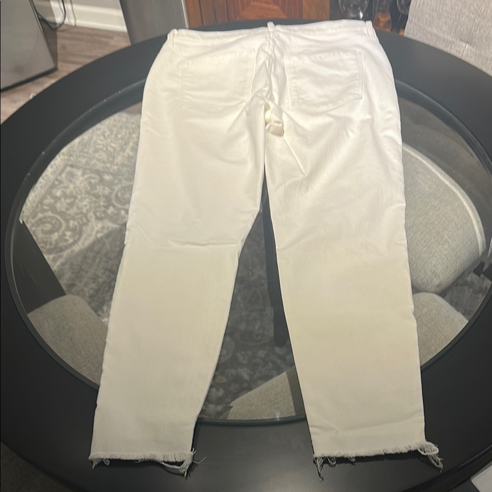 NWOT Banana Republic Skinny   White Frayed Hem Jeans